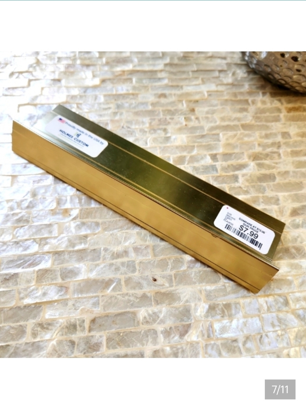 Desk Nameplate Sign - I NEED A NAP - Gold Frame, Dark Wood - Picture 4 of 6